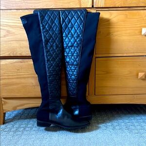Stuart Weitzman Black Quilted Knee-High Boots